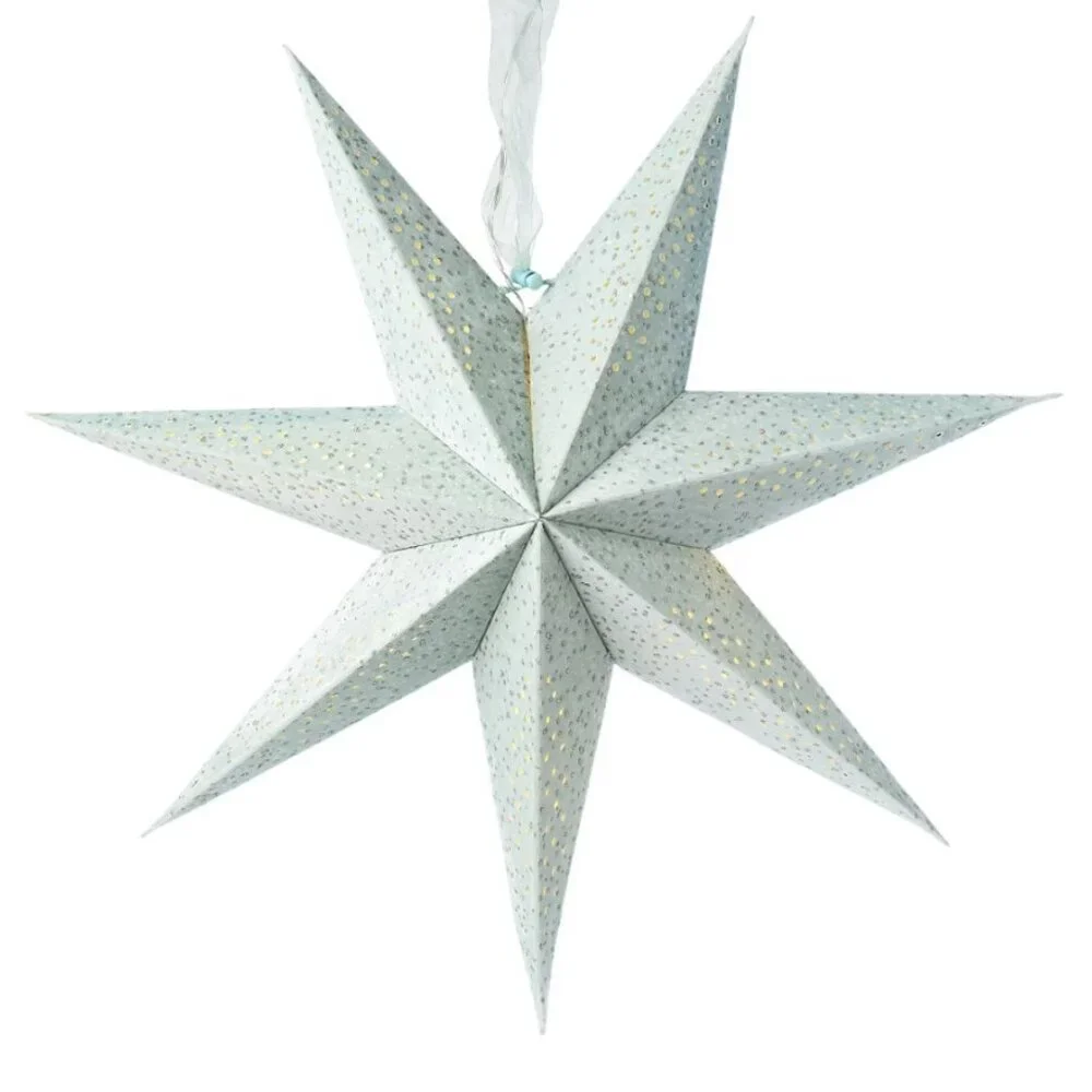 NEW Light Up Battery Operated Flocked Star Christmas Hanging Decoration Decor Ho